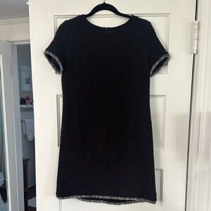 Tyler Boe Black Boucle Dress with Fringe